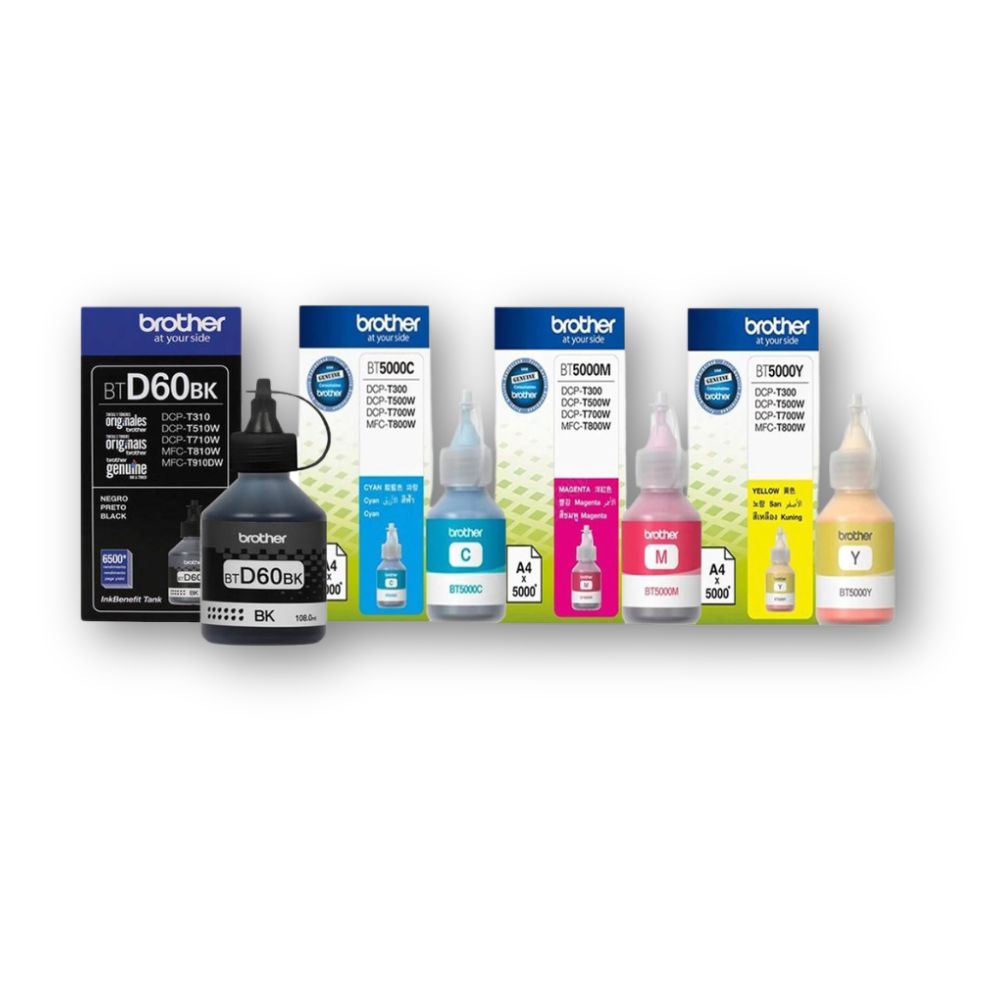 BROTHER BT60BK BT5000C M Y Ink Bottle ORIGINAL INK SET